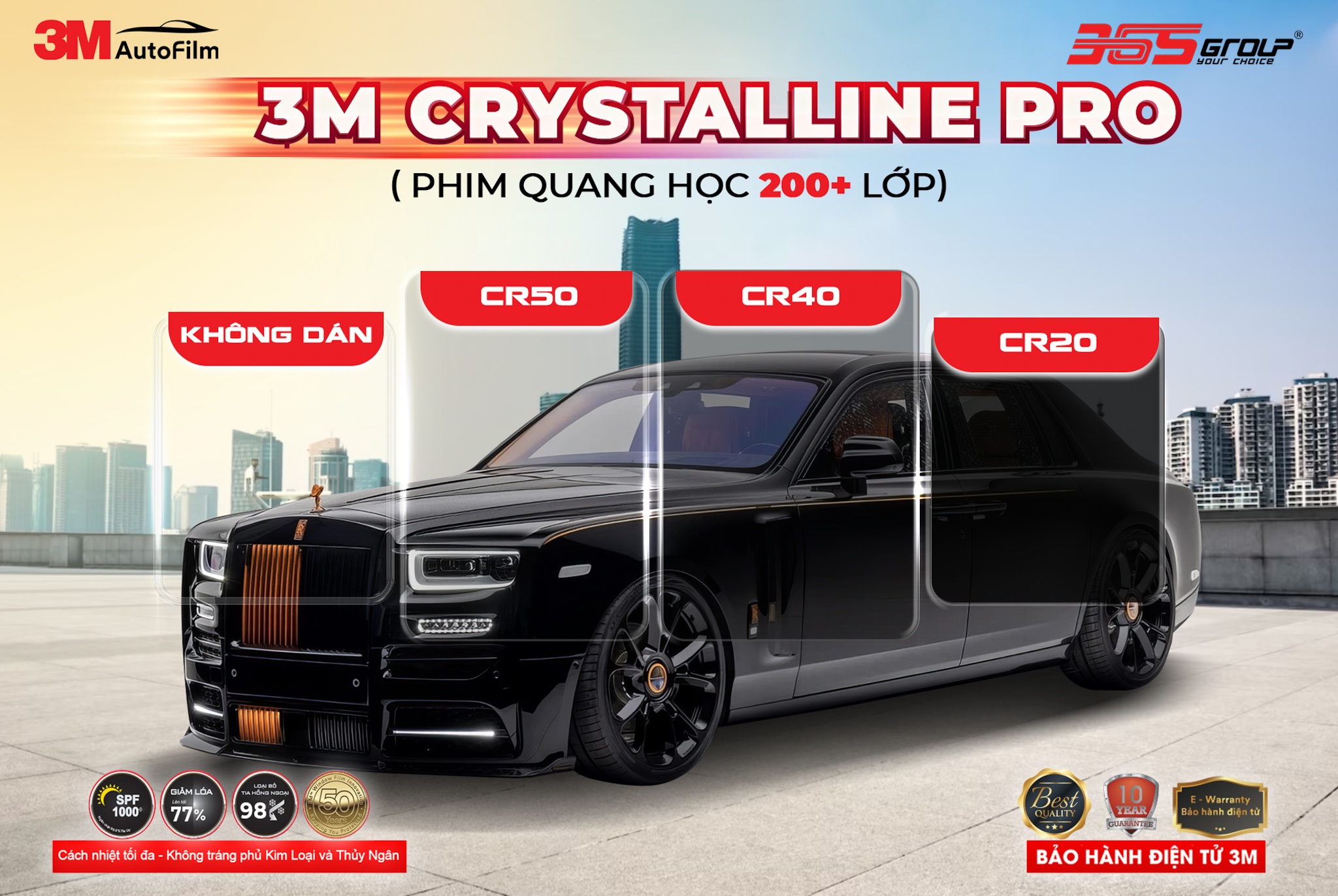 PHIM CÁCH NHIỆT 3M CRYSTALLINE PRO SEDAN